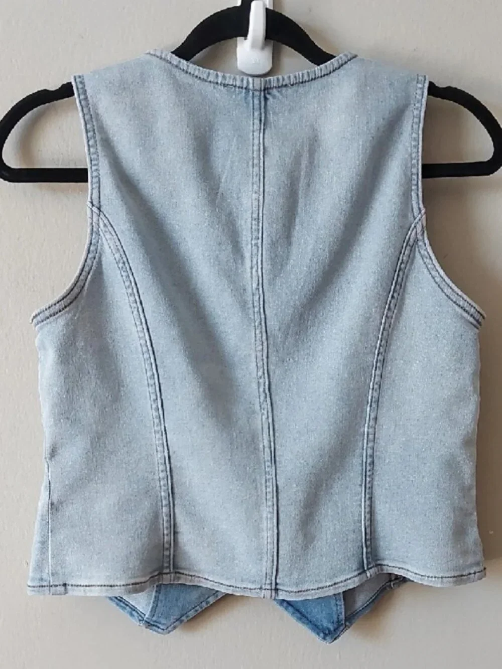 Y2k 90s Edgy Sleeveless Stretch Blue Denim Vest Small Vneck Button Down Crop Top